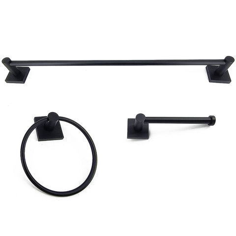 3PC Serenity Bathroom Hardware Wallmount Set Matte Black 180464