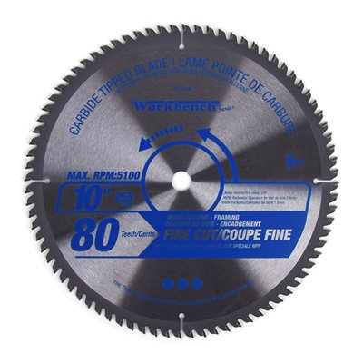 Saw Blade Fine Cut 10in (255mm) 80T 5100RPM -Wood