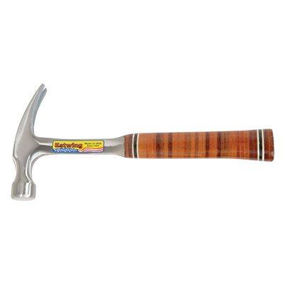 Claw Hammer Straight 16oz 12 ½in Leather Grip Handle Estwing E16S